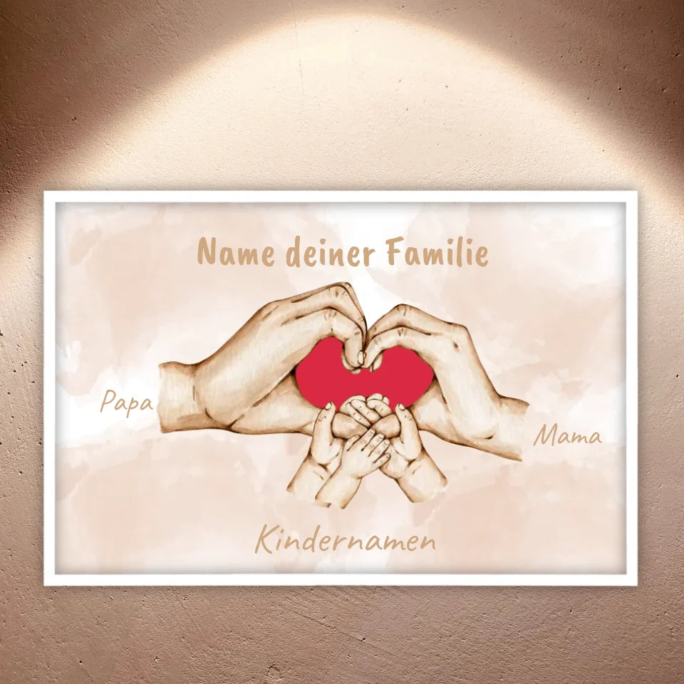 Herzhände "Familie"- Individuelle Leinwand