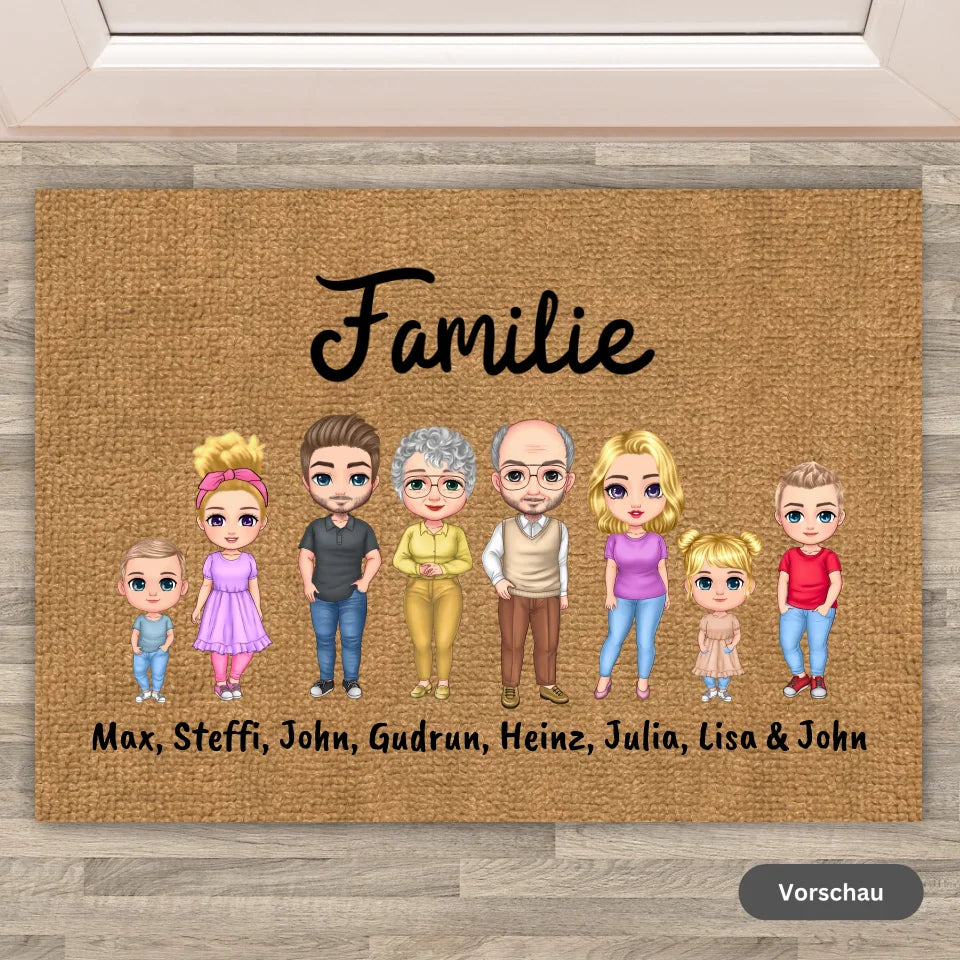 Bis zu 8 Erwachsene mit Haustieren - Individuelle Großfamilien-Fußmatte