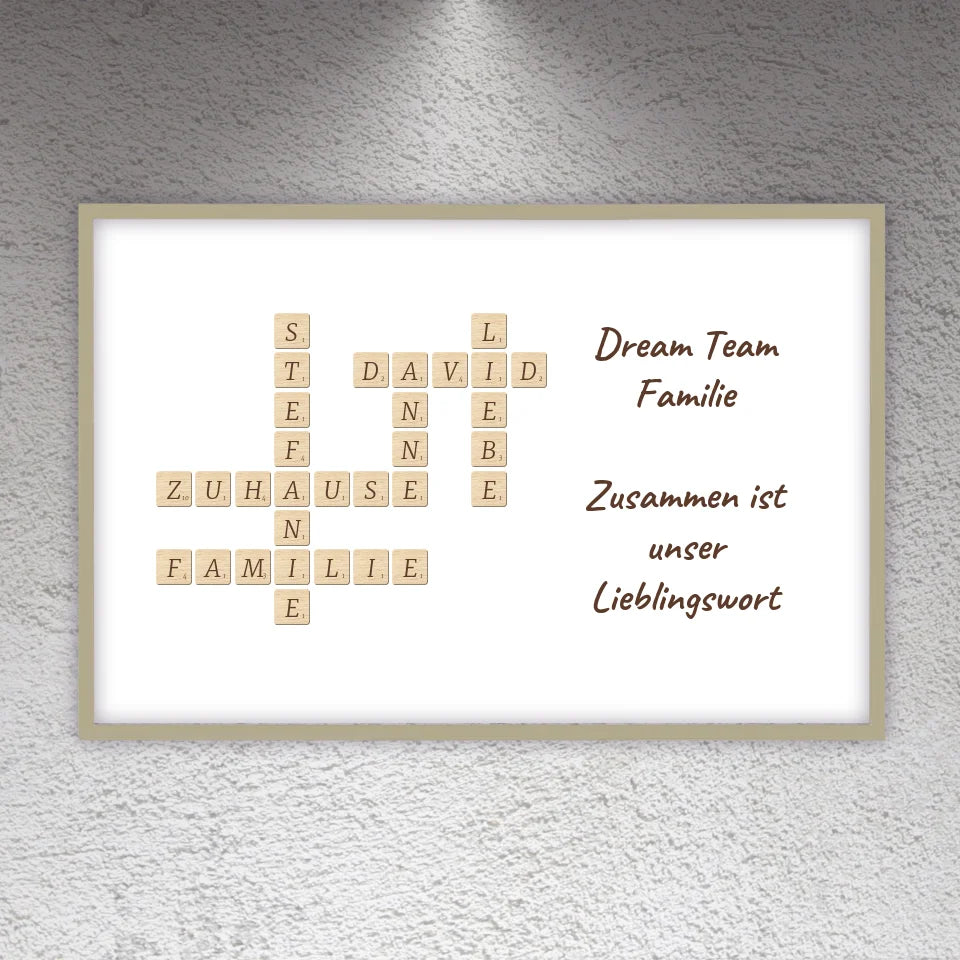 Familien Scrabble - individuelle Poster mit Galerierahmen oder als Leinwand