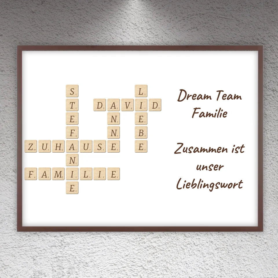 Familien Scrabble - individuelle Poster mit Galerierahmen oder als Leinwand