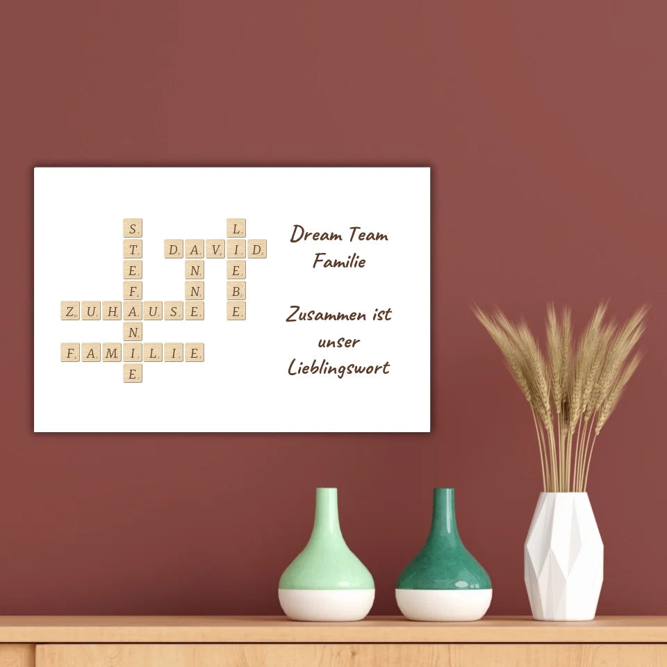 Familien Scrabble - individuelle Poster mit Galerierahmen oder als Leinwand