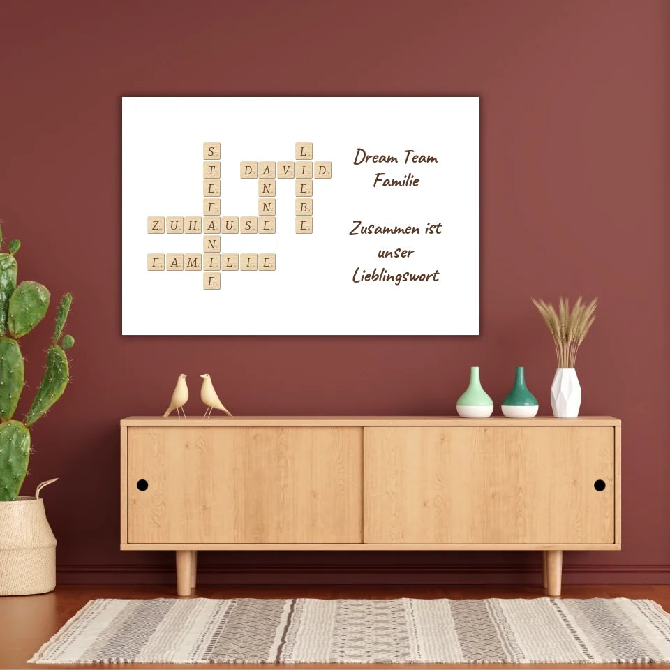 Familien Scrabble - individuelle Poster mit Galerierahmen oder als Leinwand