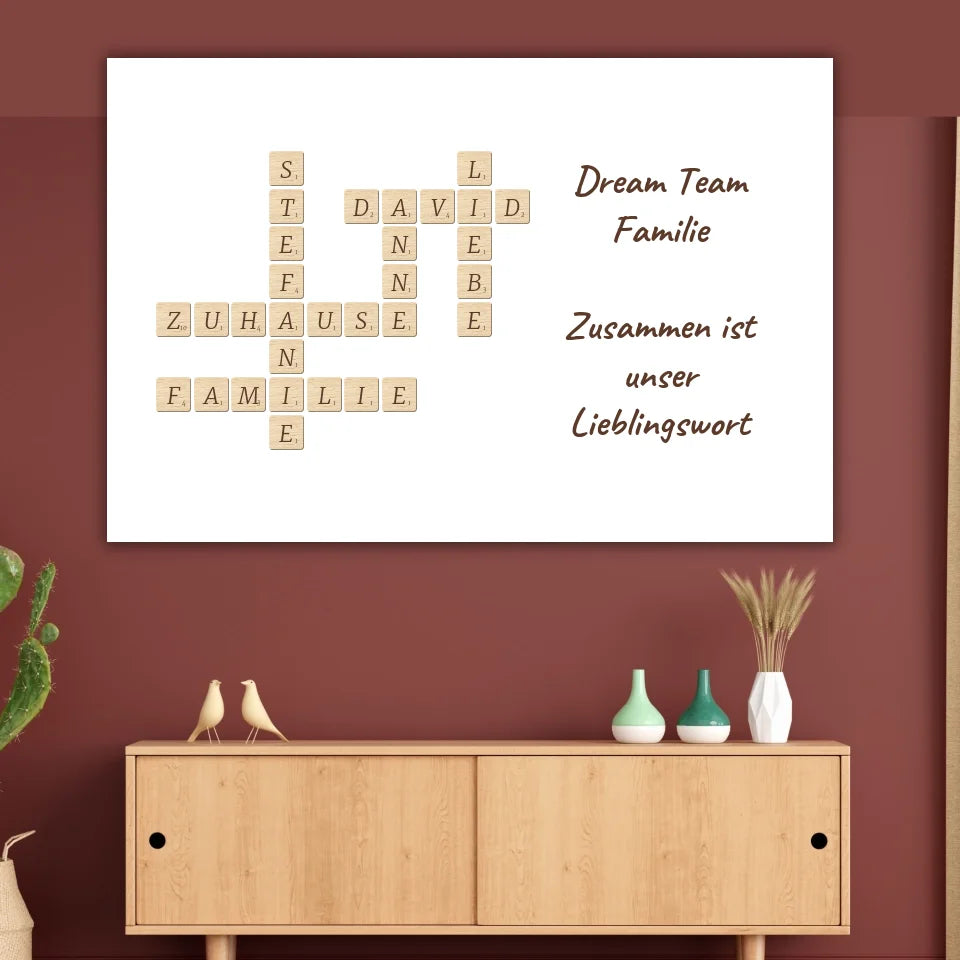 Familien Scrabble - individuelle Poster mit Galerierahmen oder als Leinwand
