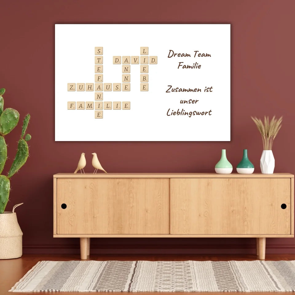 Familien Scrabble - individuelle Poster mit Galerierahmen oder als Leinwand