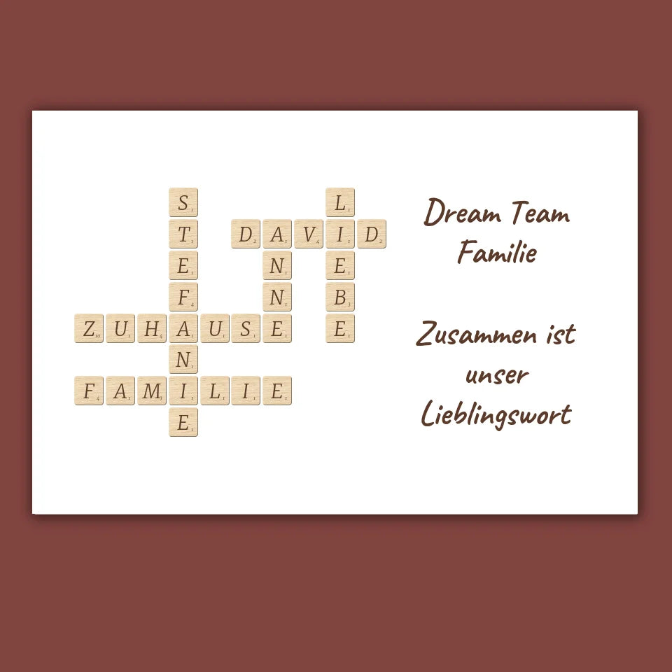 Familien Scrabble - individuelle Poster mit Galerierahmen oder als Leinwand