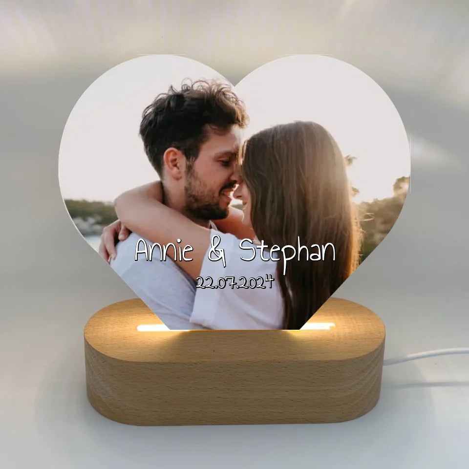 Nachtlicht Herz mit eurem Foto - individuelles Acryl LED Nachtlicht