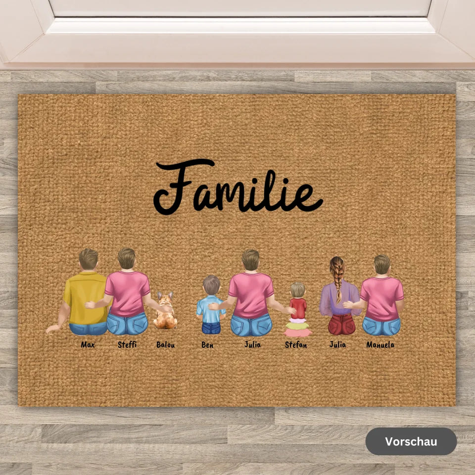 Bis zu 8 Erwachsene mit Haustieren - Individuelle Großfamilien-Fußmatte