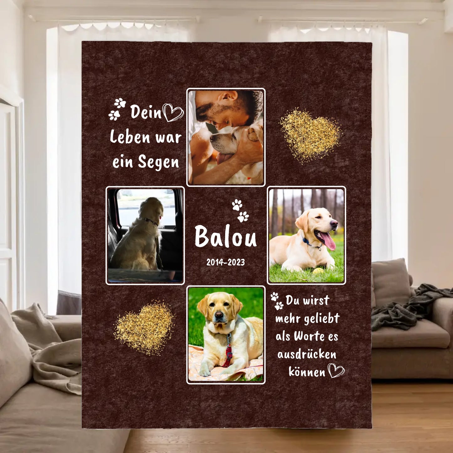 Hundedecke mit Foto und Text - individuelle Decke