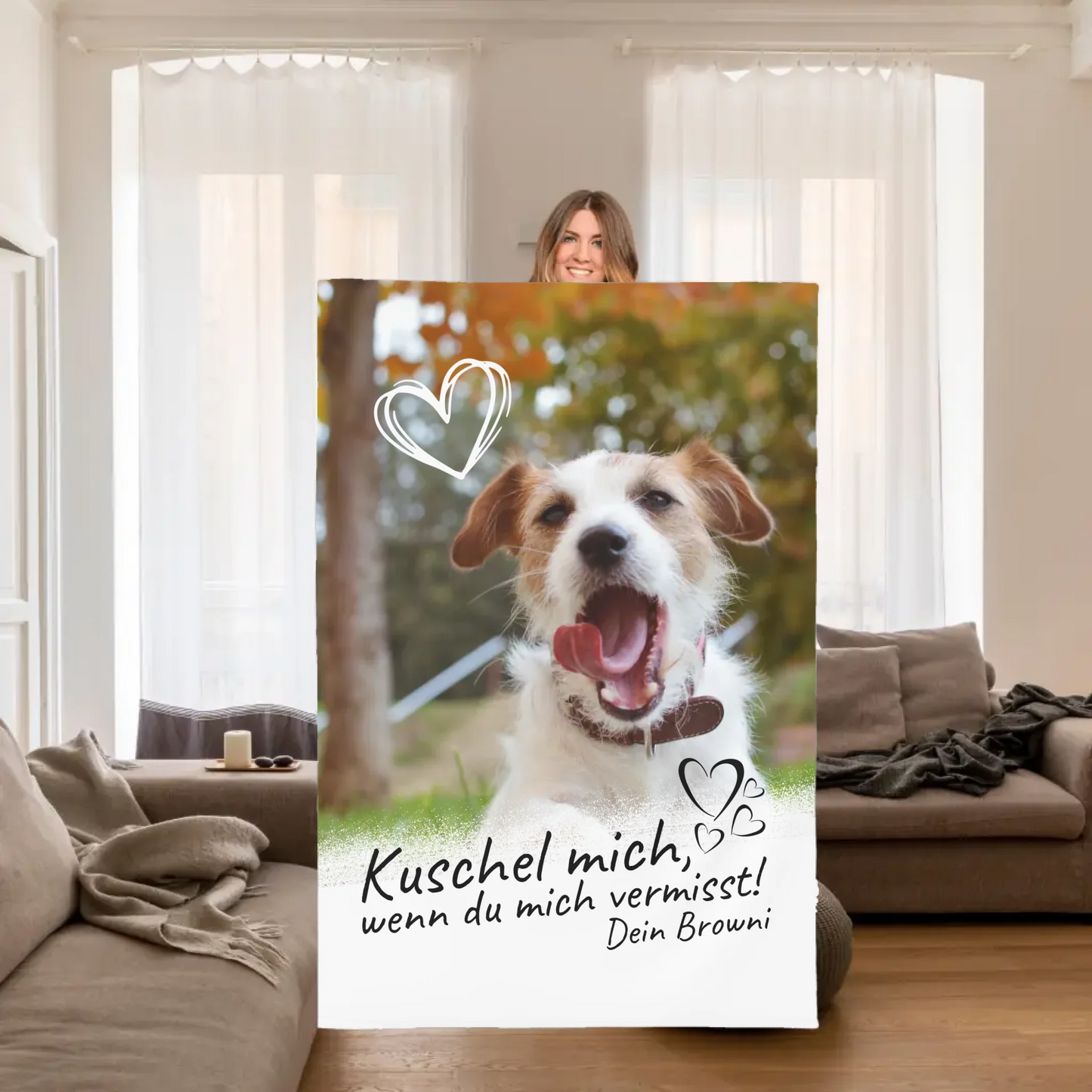 Hundedecke | Kuschel mich, wenn du mich vermisst - Individuelle Fotodecke