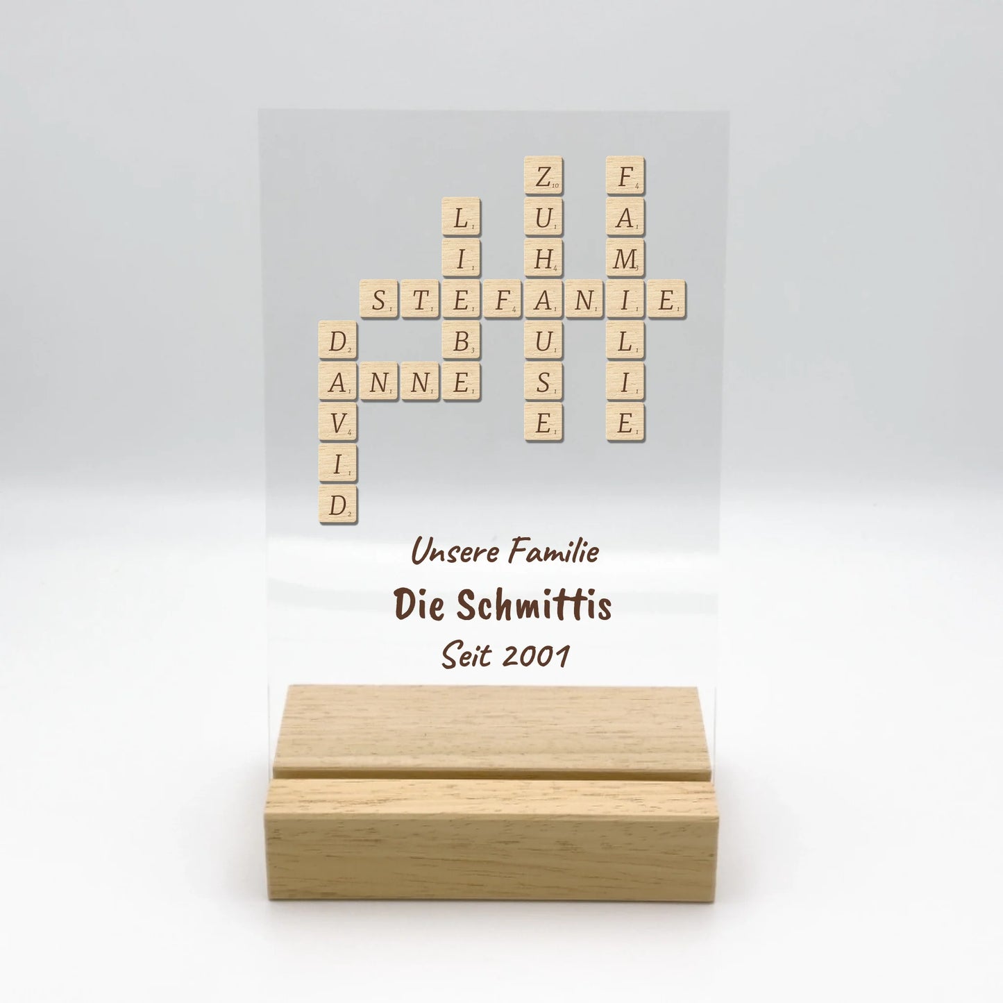 LED Scrabble Ständer - Individuelles Acryl Glas mit Ständer