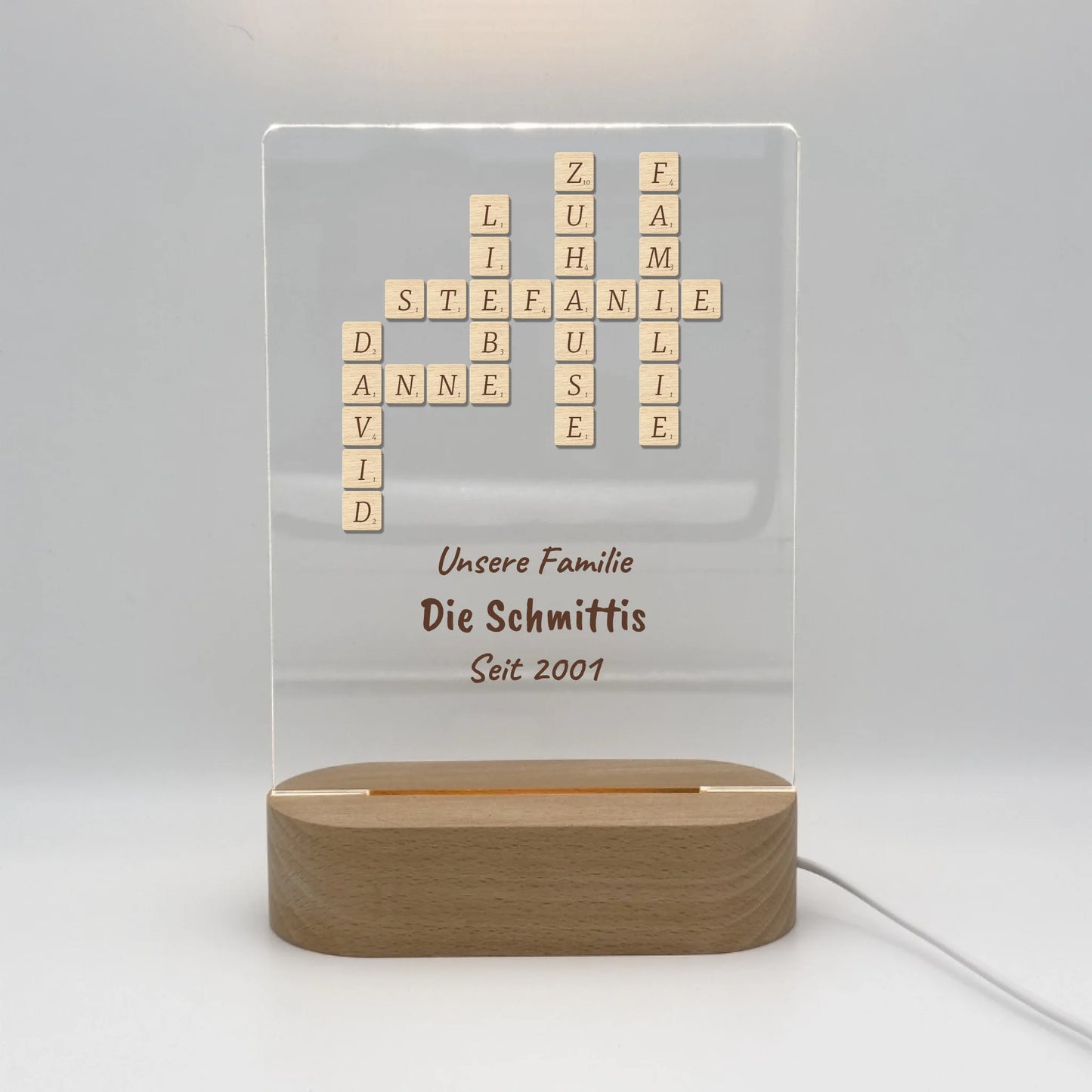 LED Scrabble Ständer - Individuelles Acryl Glas mit Ständer