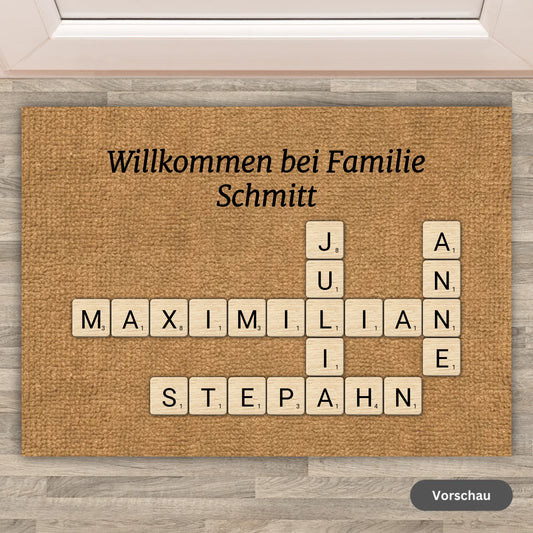 Scrabble, Kreuzwort Familie - Individuelle Fußmatte