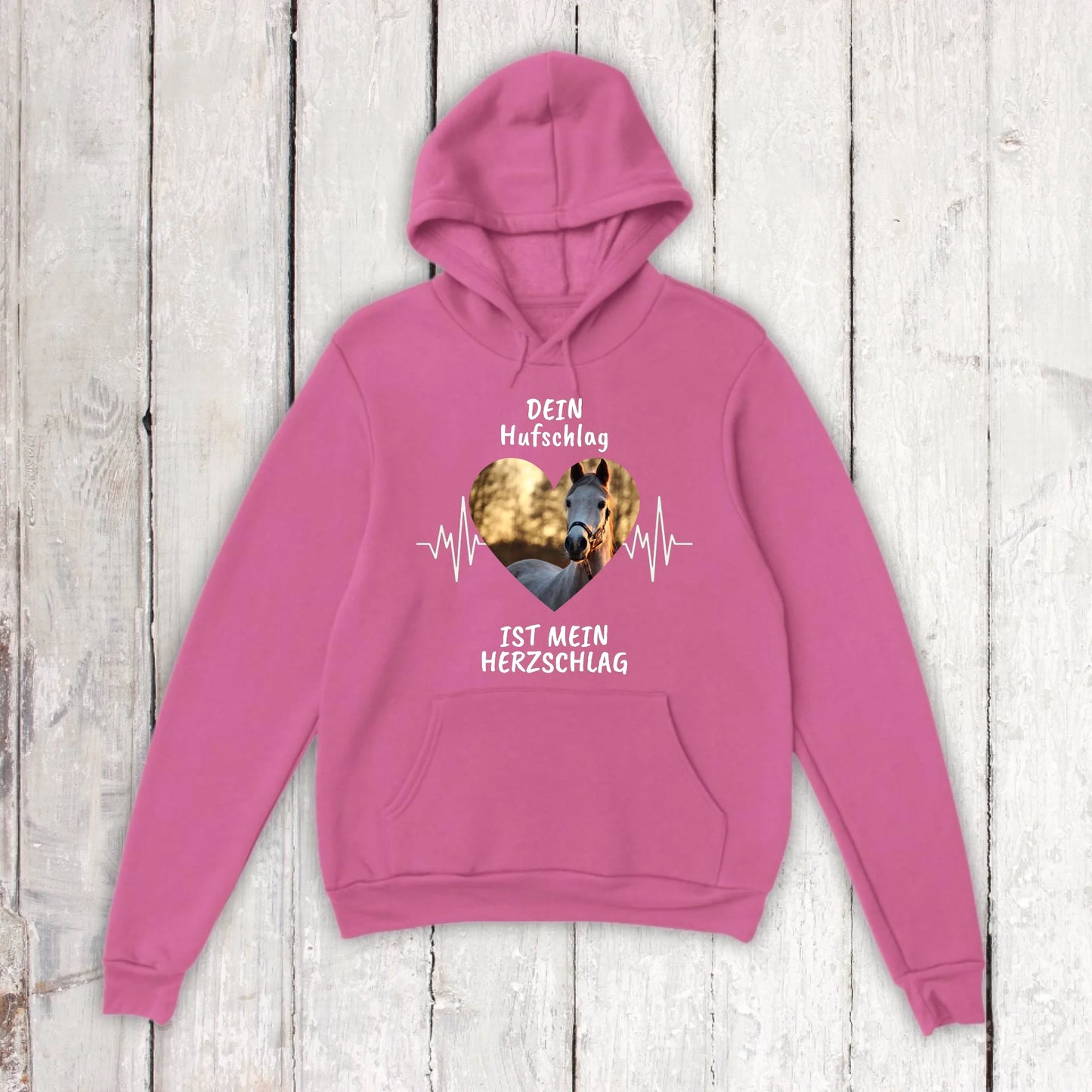 Hoodie mit Pferde Herzschlag und deinem Foto