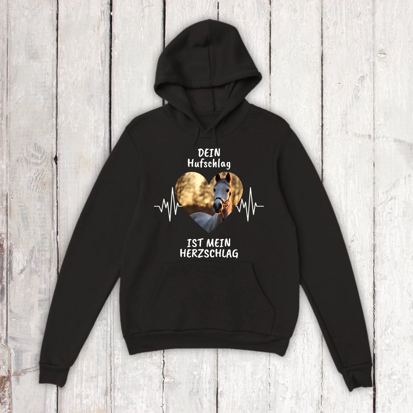 Hoodie mit Pferde Herzschlag und deinem Foto
