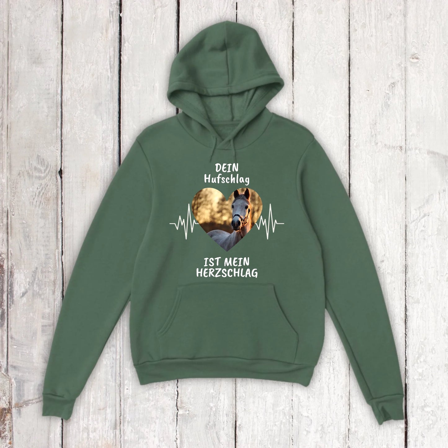 Hoodie mit Pferde Herzschlag und deinem Foto