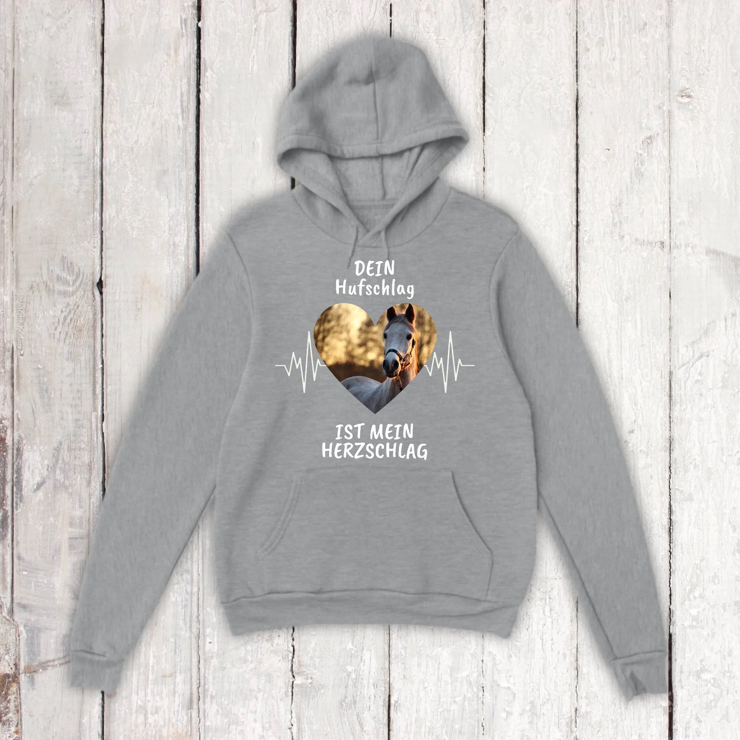 Hoodie mit Pferde Herzschlag und deinem Foto
