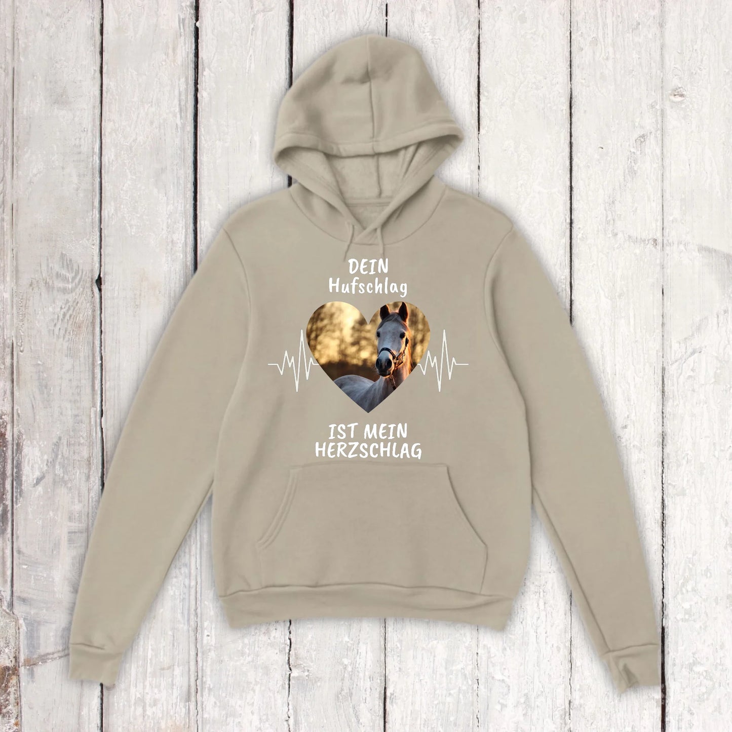Hoodie mit Pferde Herzschlag und deinem Foto