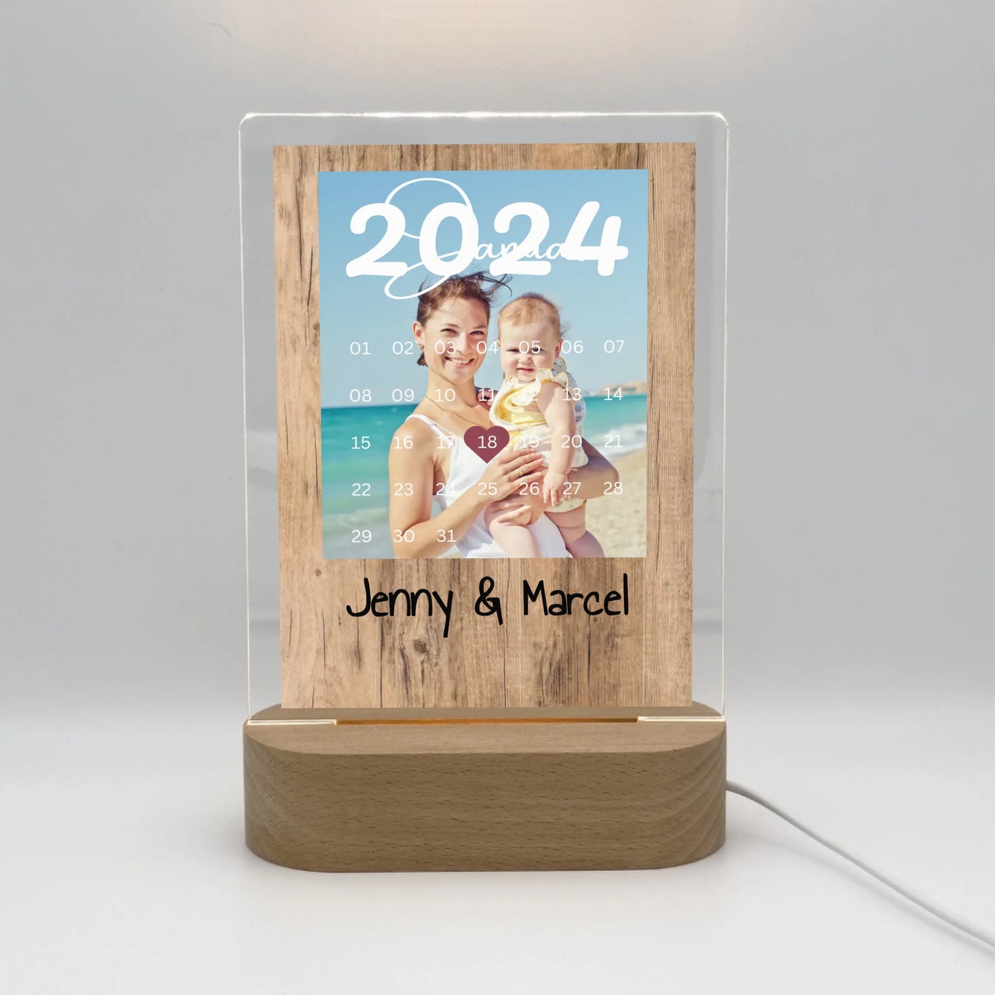 Muttertag, wann wurdet Ihr geboren? - Individuelles Acryl Glas mit LED Ständer