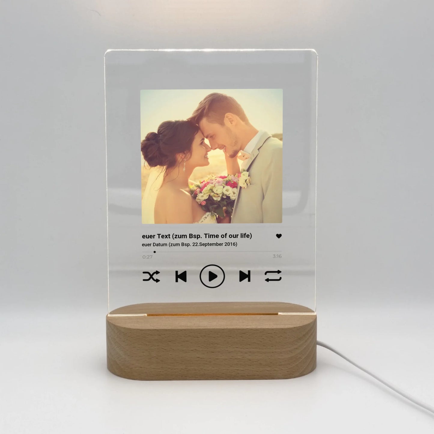 Muttertag, wann wurdet Ihr geboren? - Individuelles Acryl Glas mit LED Ständer