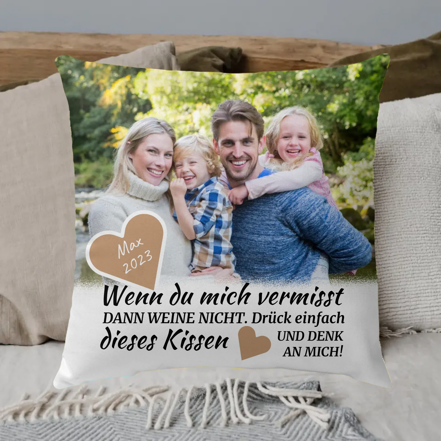 Trauerkissen "Wenn Du mich vermisst" mit Foto - Individuelles Kissen