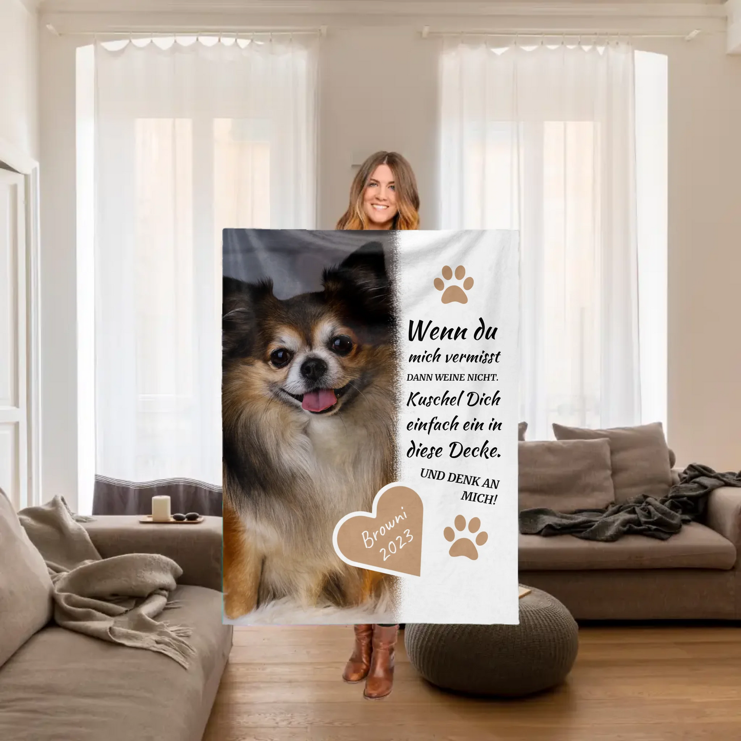 Hundedecke | Kuschel mich, wenn du mich vermisst - Individuelle Fotodecke