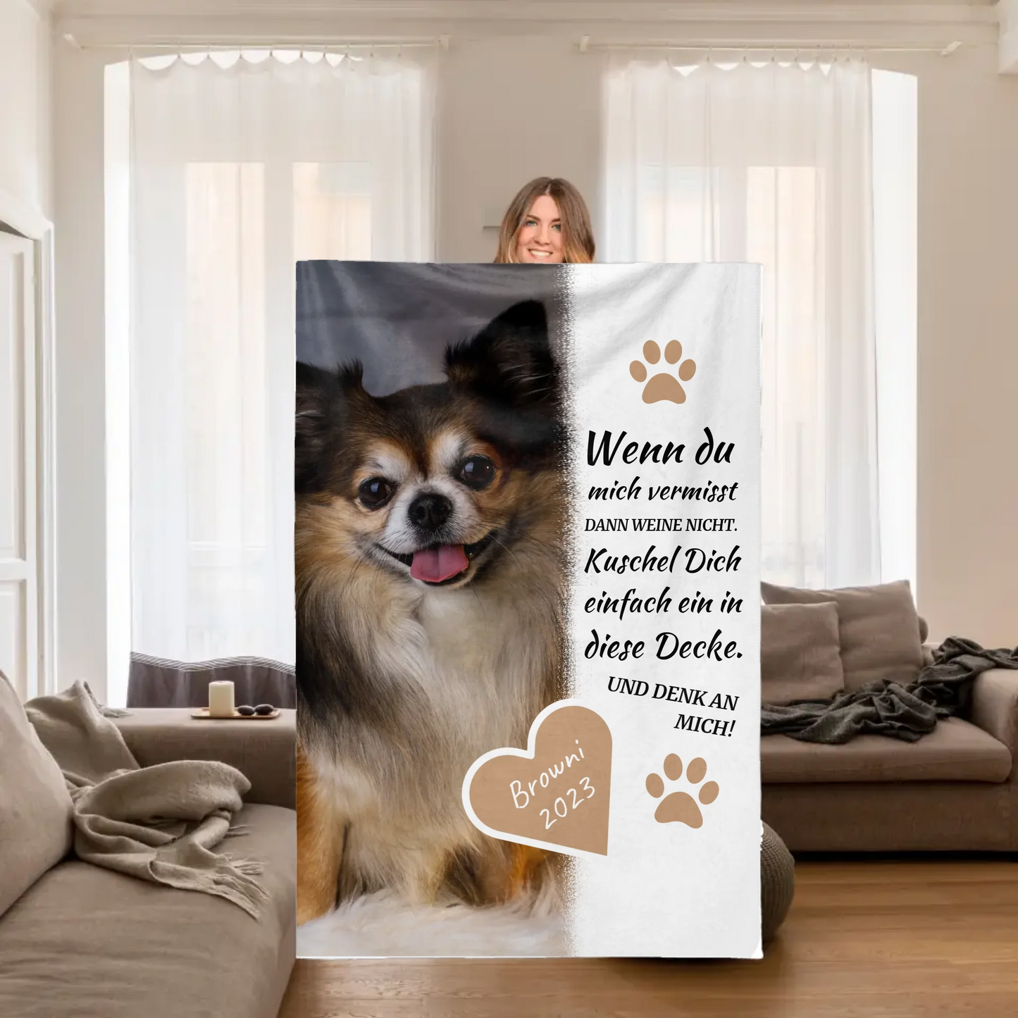 Hundedecke | Kuschel mich, wenn du mich vermisst - Individuelle Fotodecke