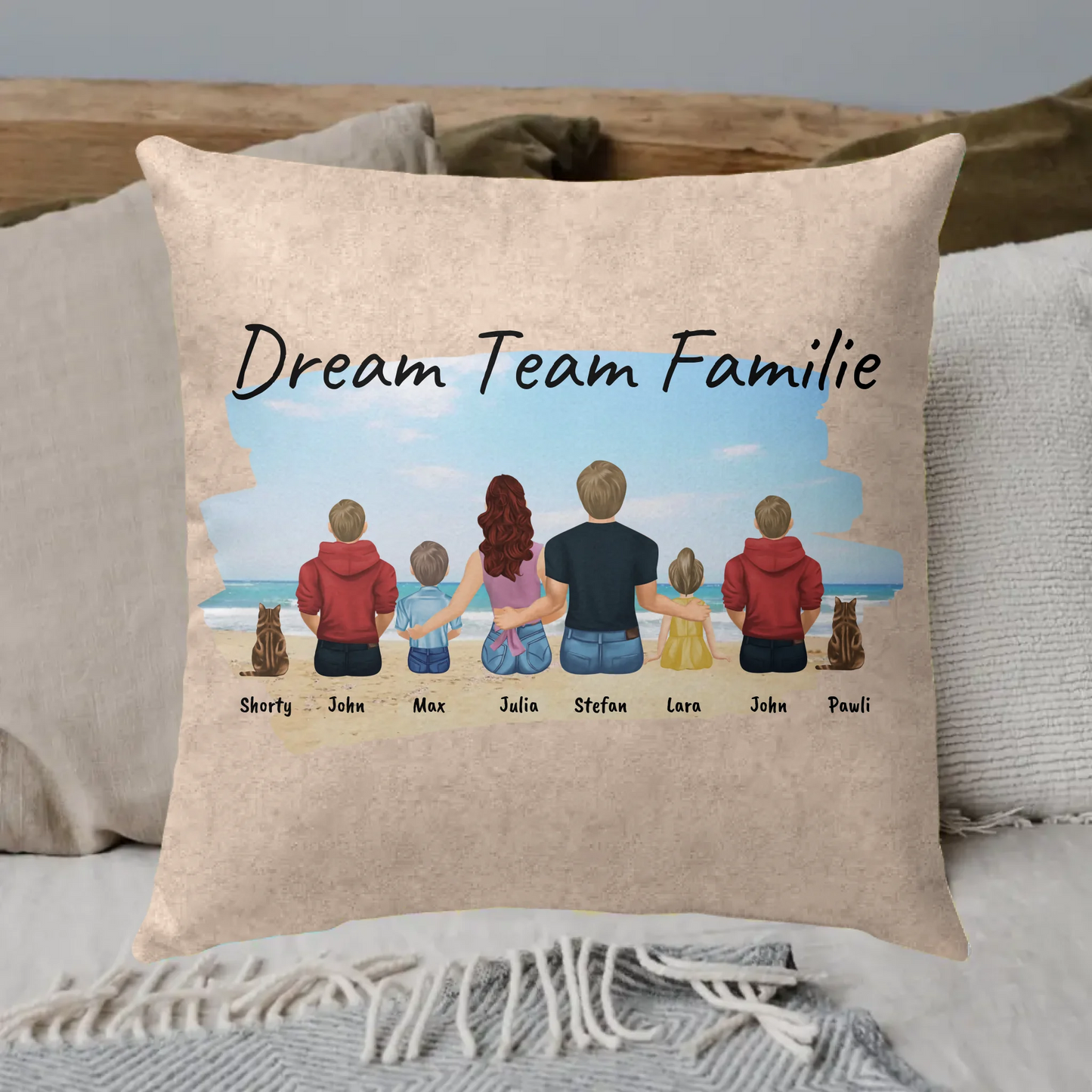 Deine Familie mit oder ohne Haustiere - Individuelles Kissen