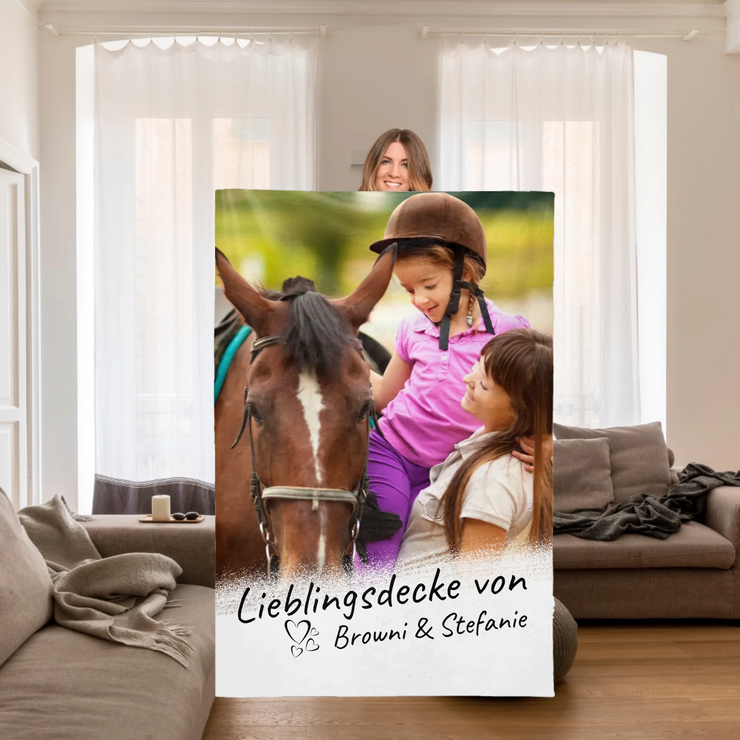 Katzendecke mit Foto und Text - individuelle Kuscheldecke