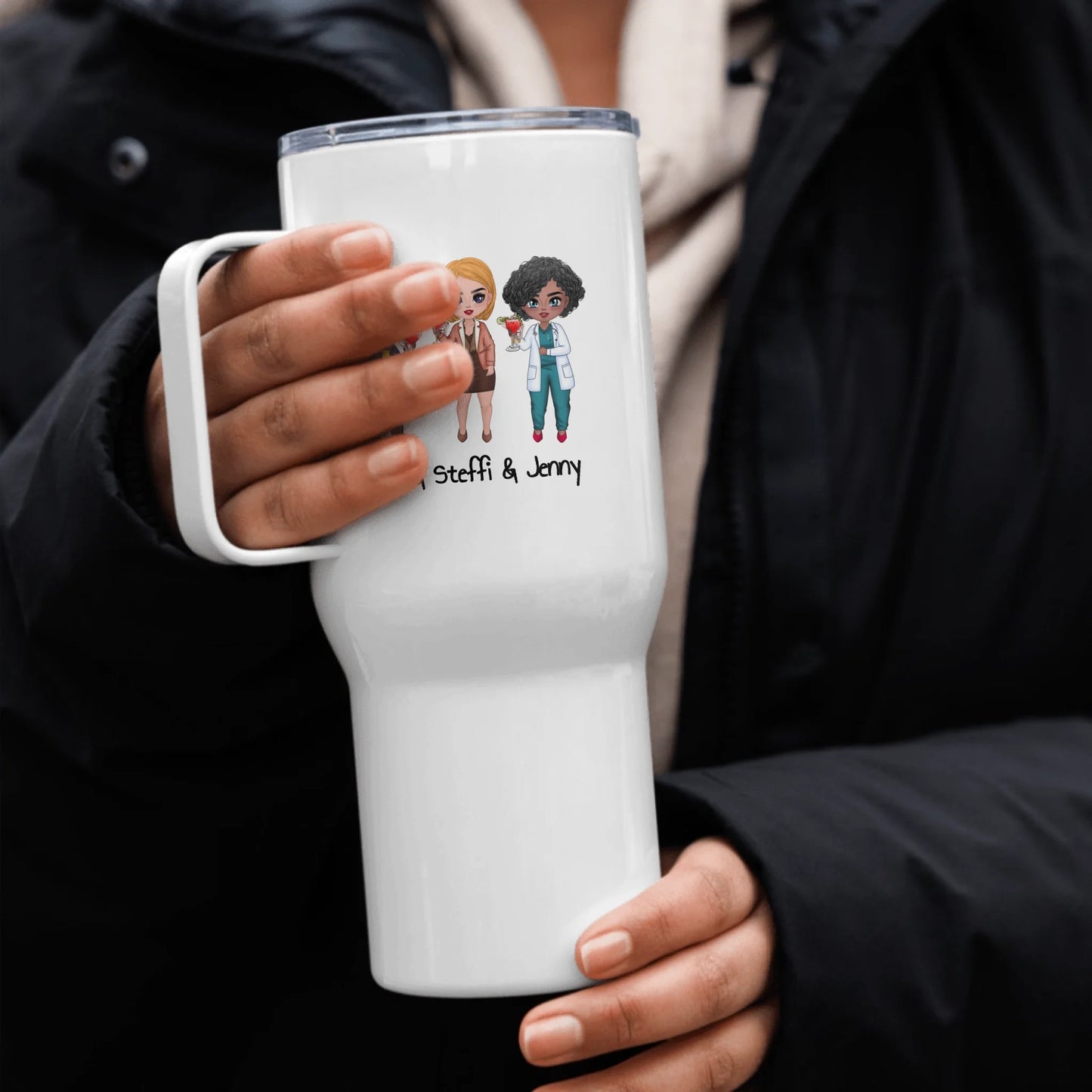 Besties im Job, Büro, Polizei, Krankenschwester oder Arzt - individueller Thermobecher