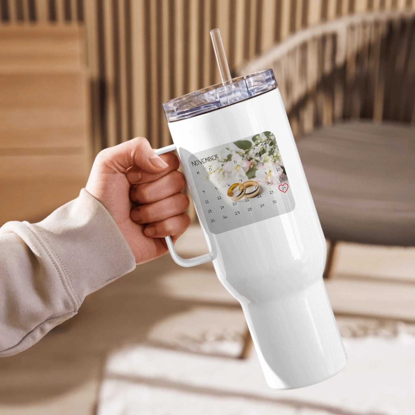 Datum und Kalender mit Foto und Text - Individuelle Tasse