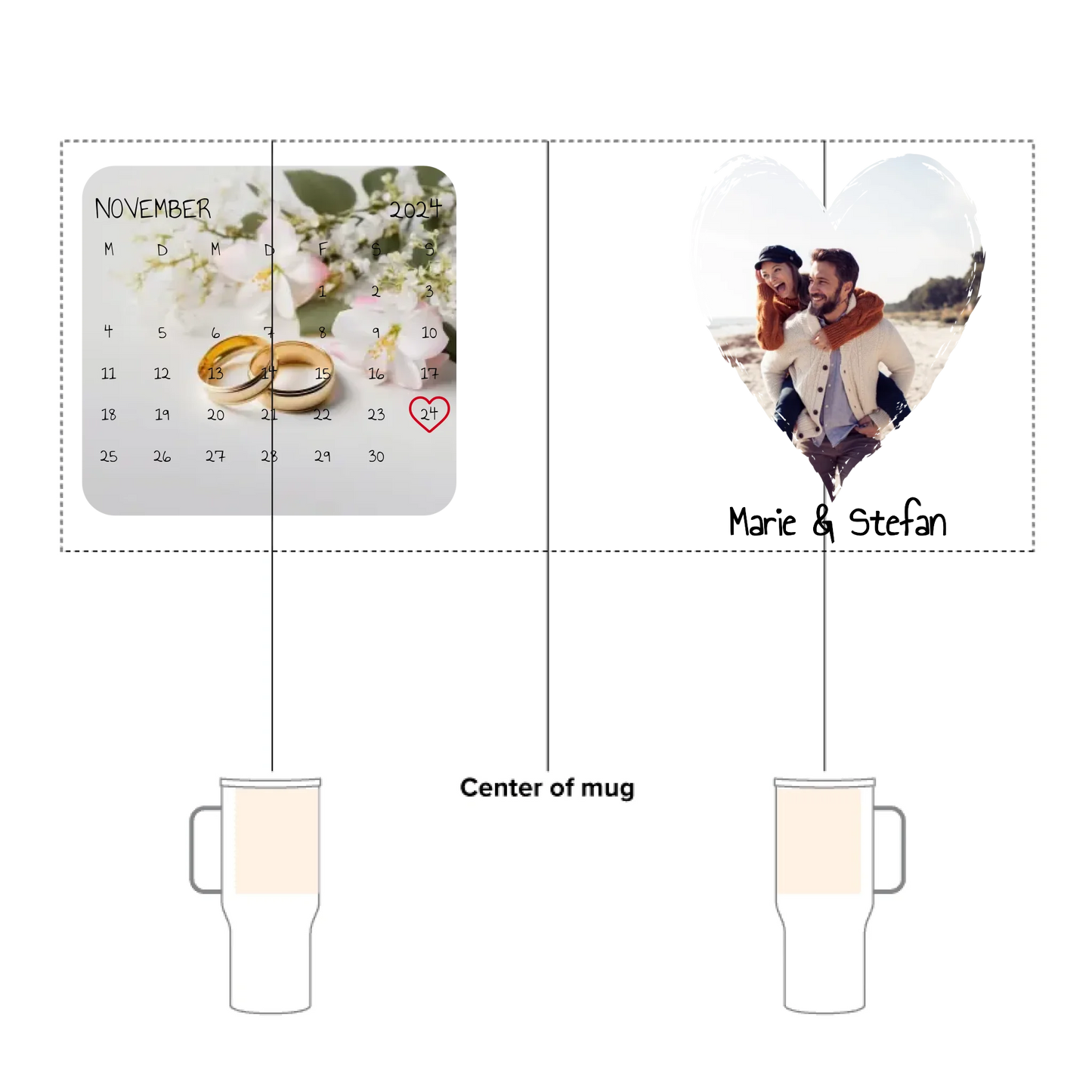 Datum und Kalender mit Foto und Text - Individuelle Tasse