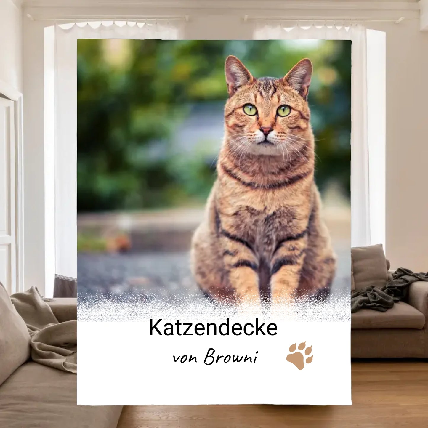 Katzendecke mit Foto und Text - individuelle Kuscheldecke