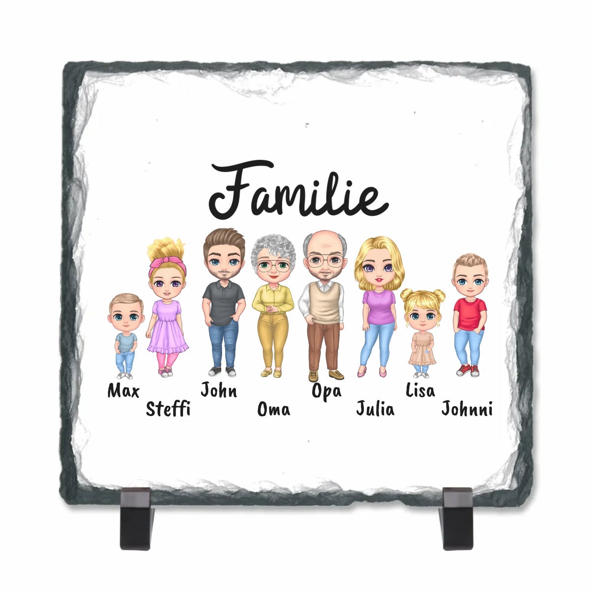 Familie Chibi - individuelle Schiefertafel | Personalize Palace
