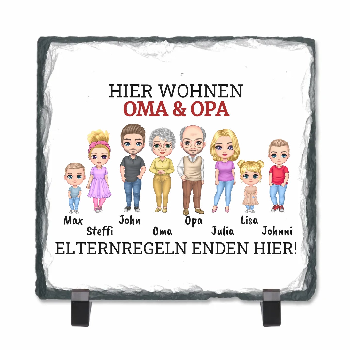 Hier wohnen Oma & Opa, Familie - individuelle Schiefertafel | Personalize Palace