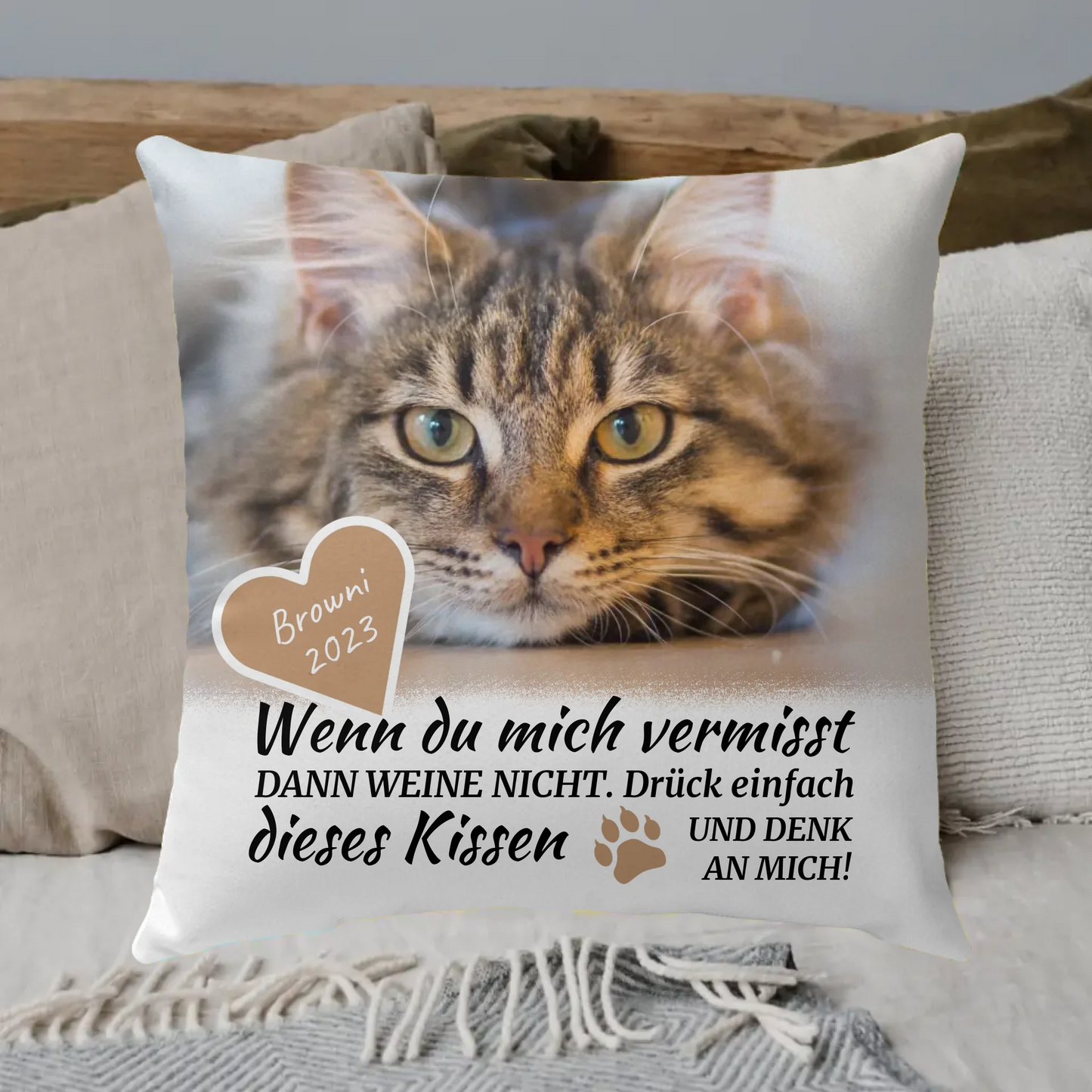 Drück mich, wenn du mich vermisst- individuelles Premium Fotokissen