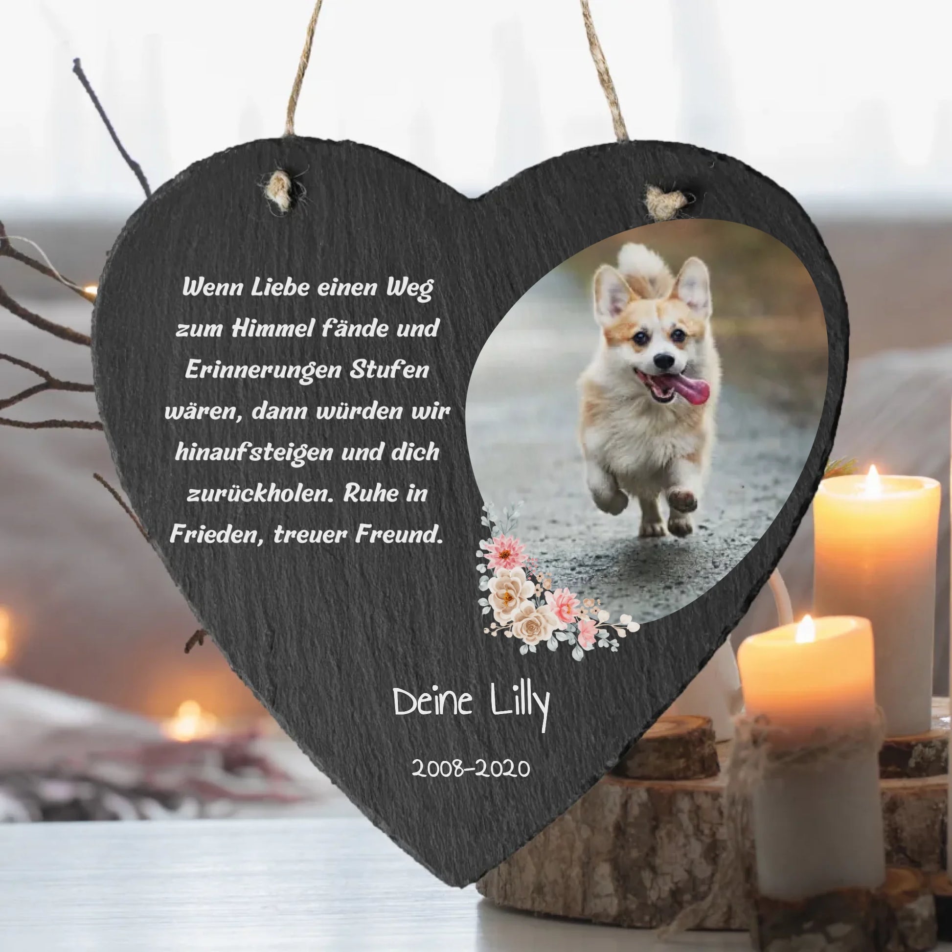 Personalisierter Schiefer: Hunde Herz aus Naturschiefer für Heim und Garten - individuelle Schieferplatte | Personalize Palace