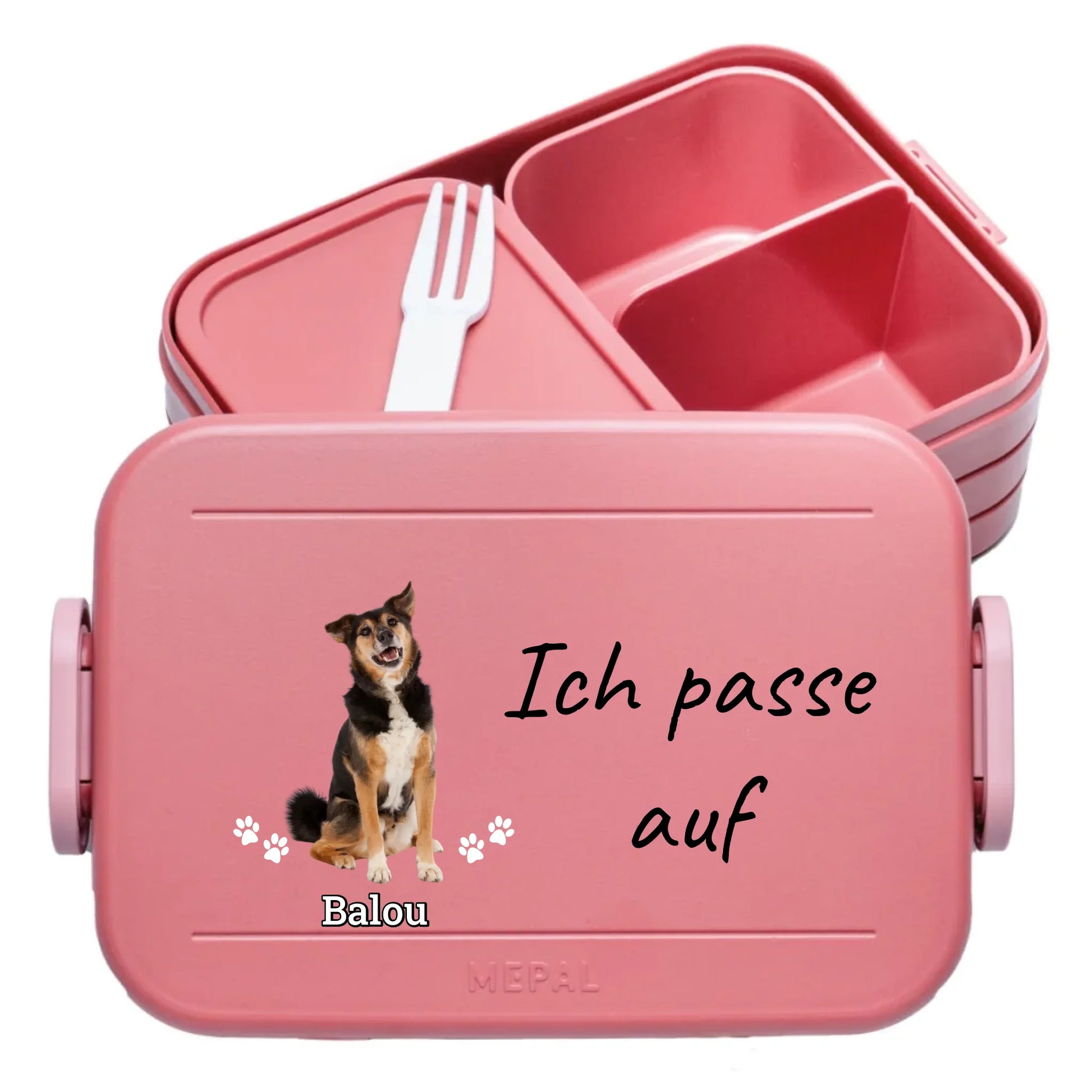 rosa Mepal Brotdose selber gestalten mit Bild und Text