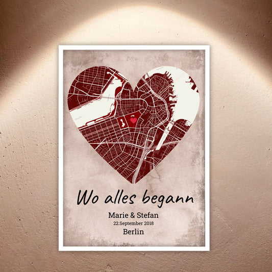 Wo alles begann - individuelles Poster mit Galerierahmen
