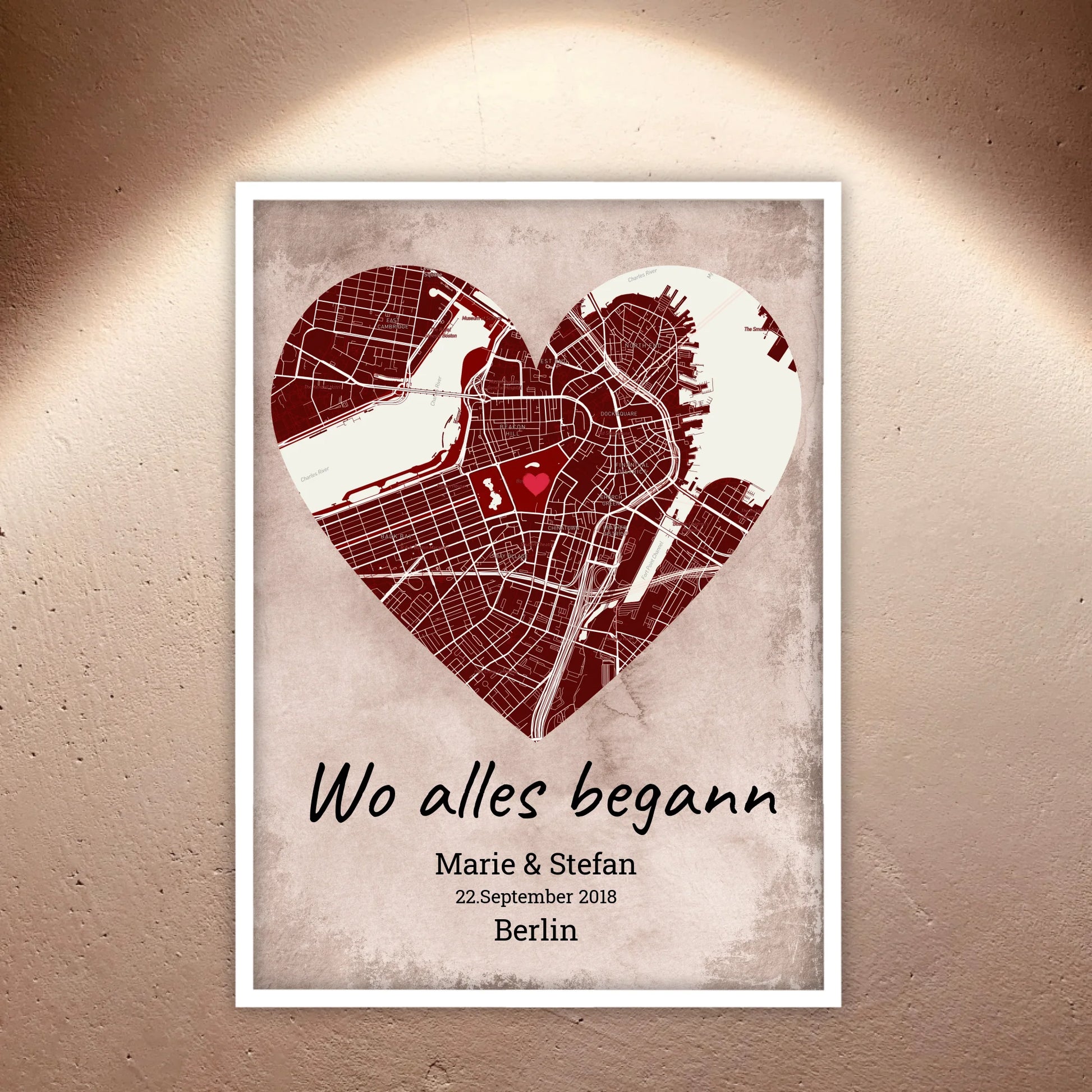 Wo alles begann - individuelles Poster mit Galerierahmen | Personalize Palace