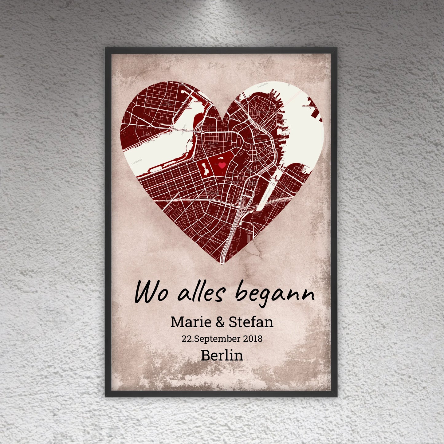 Wo alles begann - individuelles Poster mit Galerierahmen | Personalize Palace