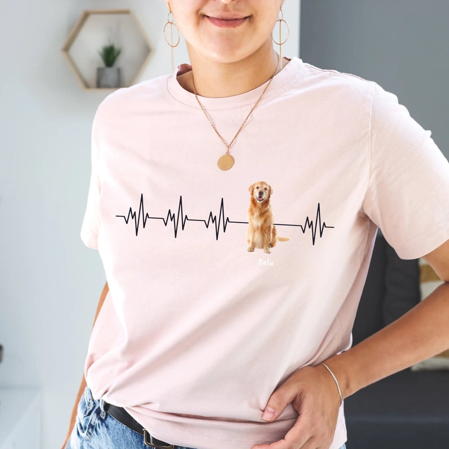 Herzschlag mit Foto - Individuelles T-Shirt (2)