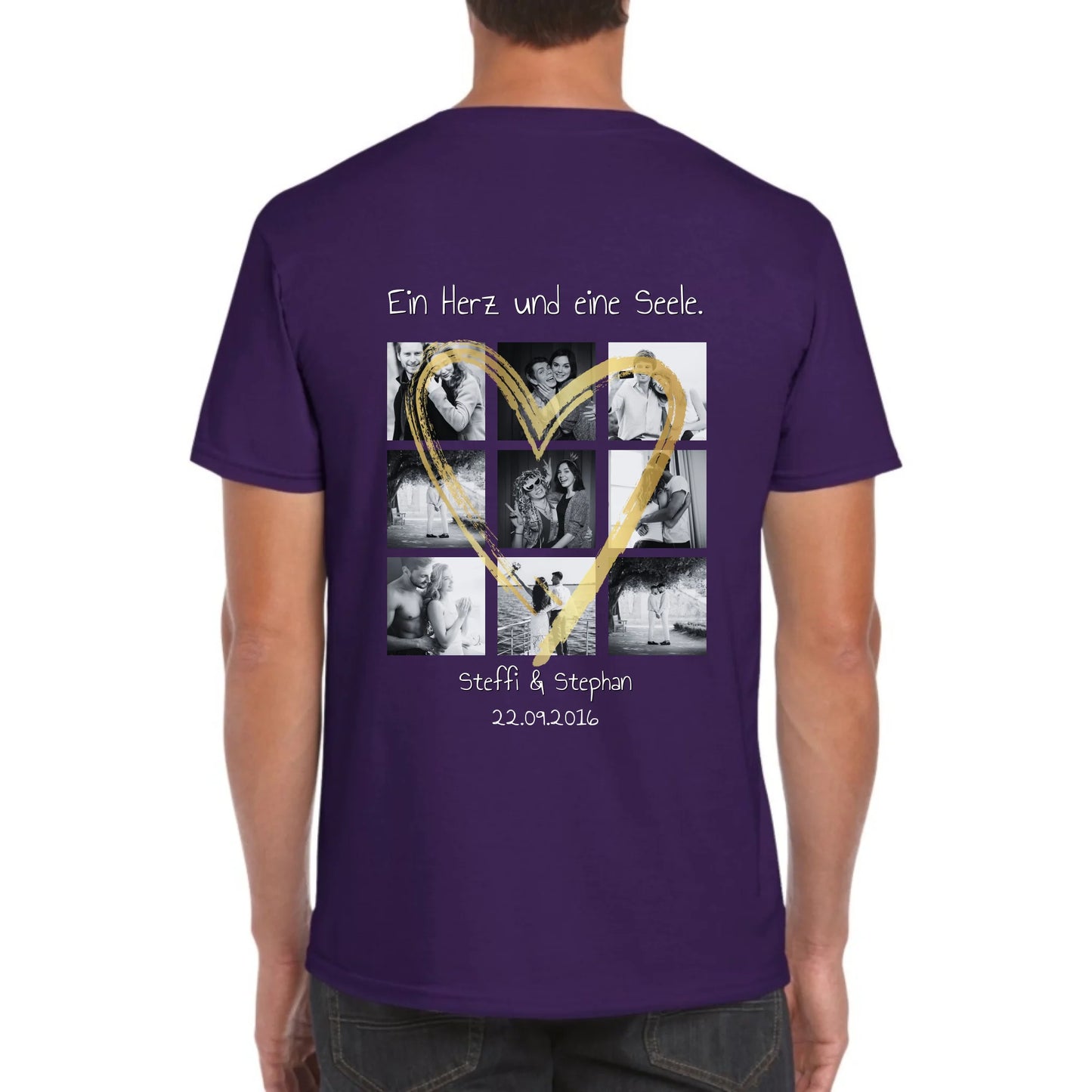 Foto Collage mit 9 Fotos und Text - individuelles T-Shirt