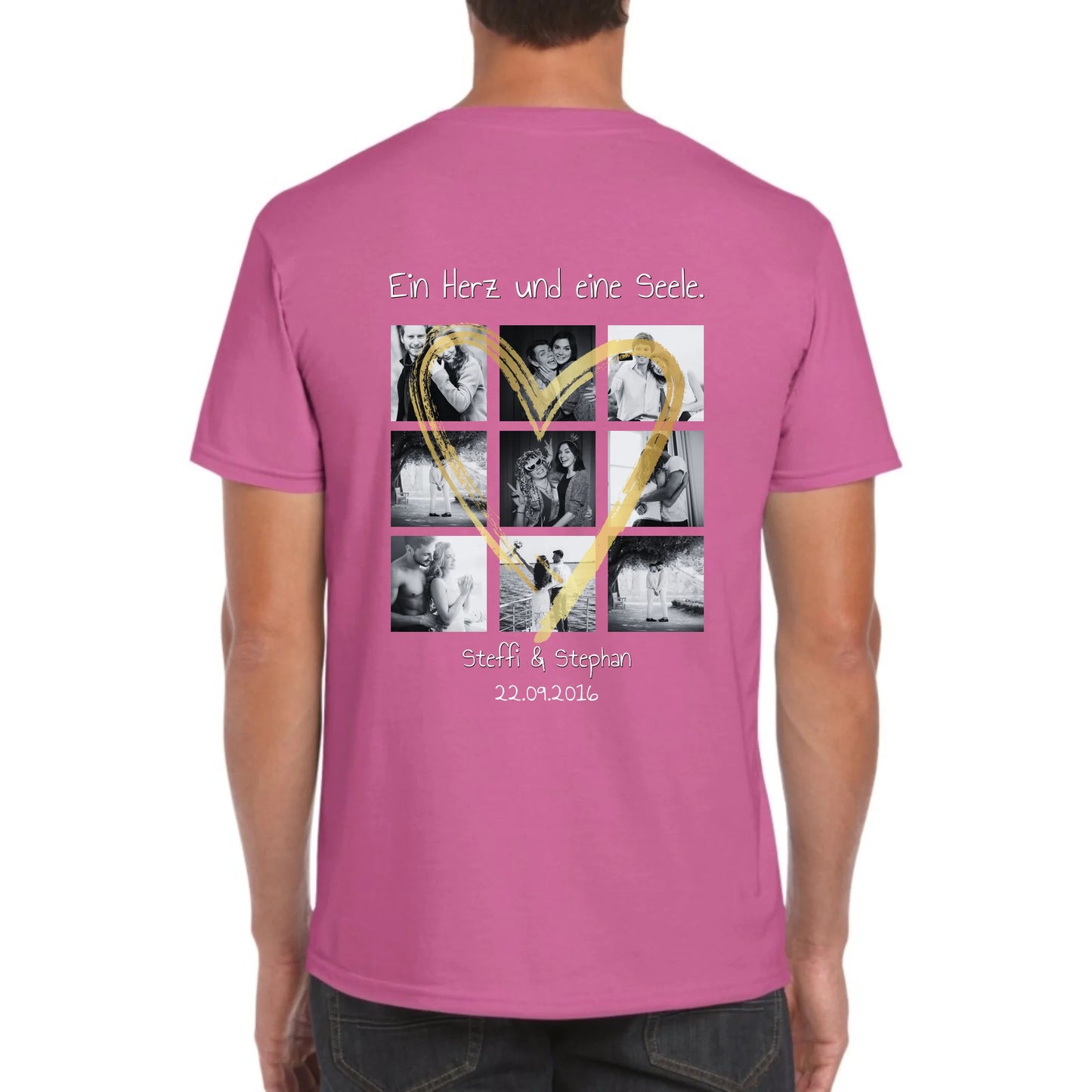 Foto Collage mit 9 Fotos und Text - individuelles T-Shirt