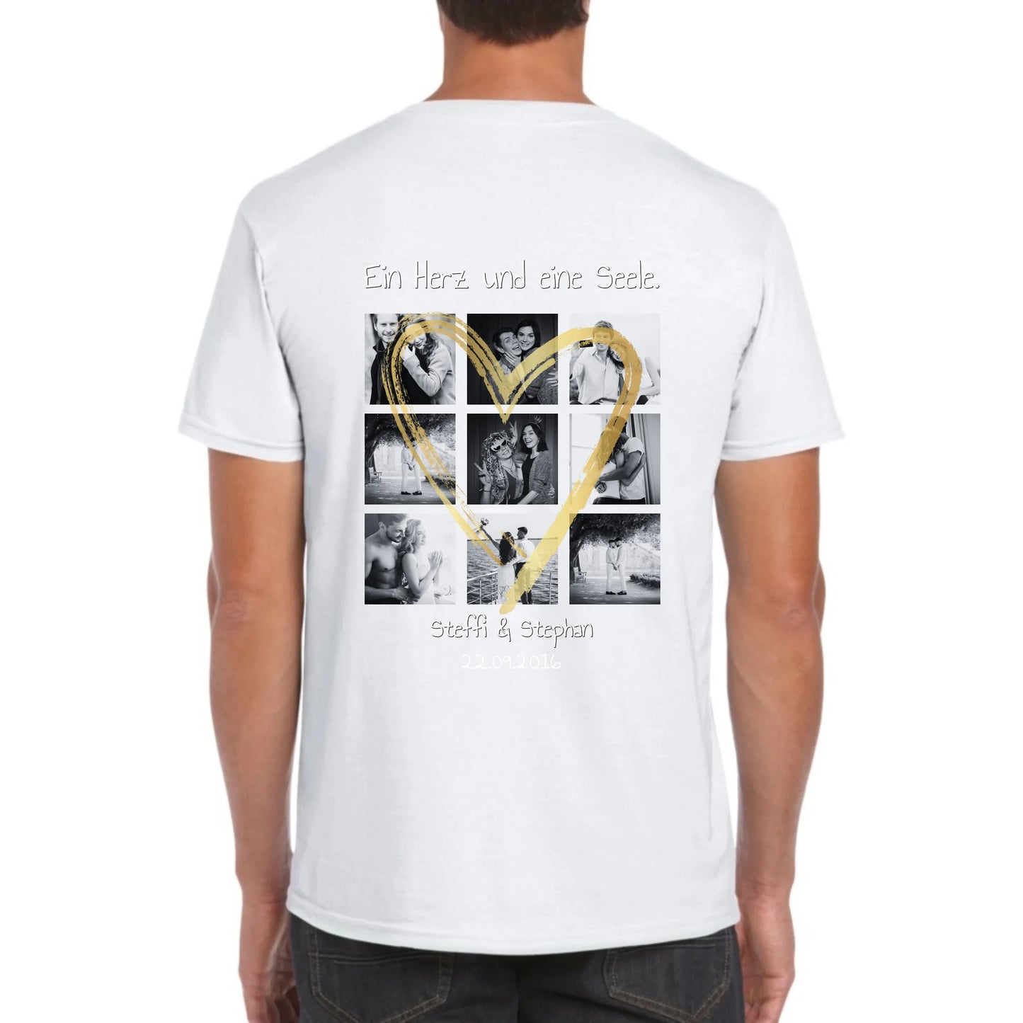 Foto Collage mit 9 Fotos und Text - individuelles T-Shirt