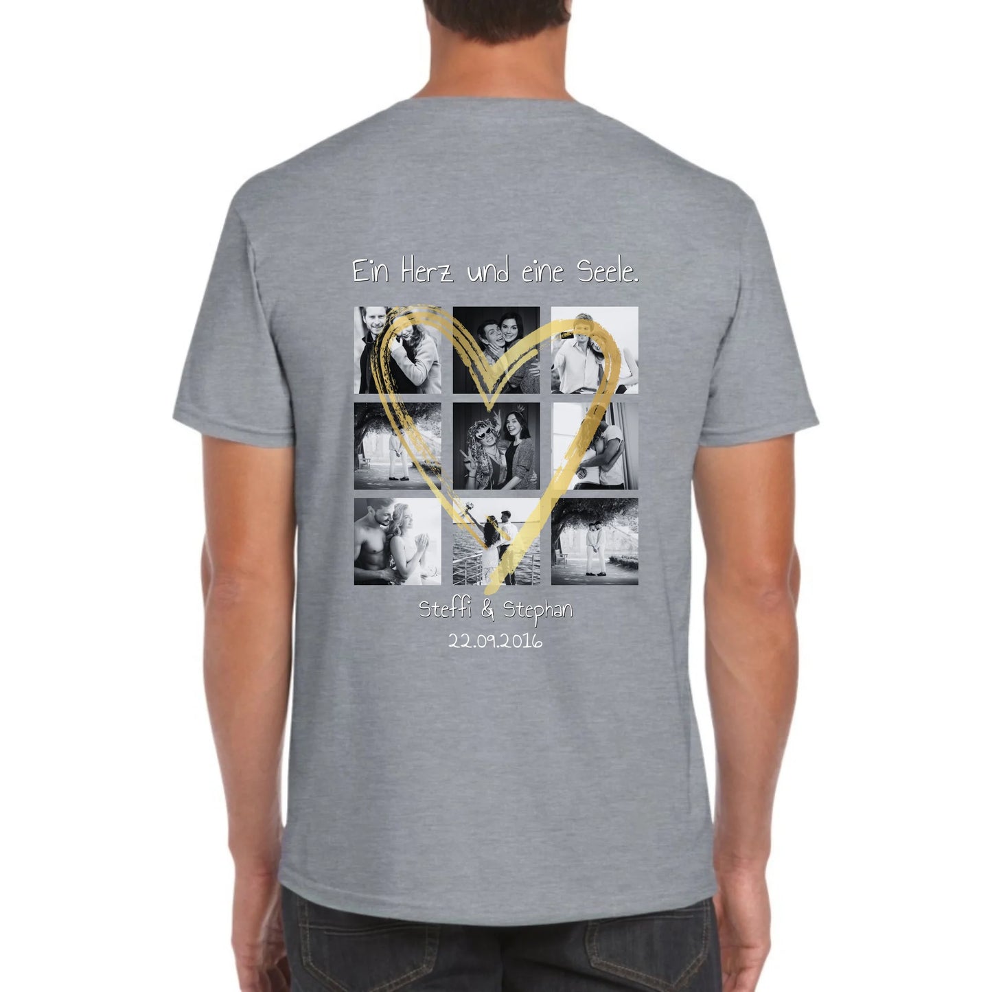 Foto Collage mit 9 Fotos und Text - individuelles T-Shirt