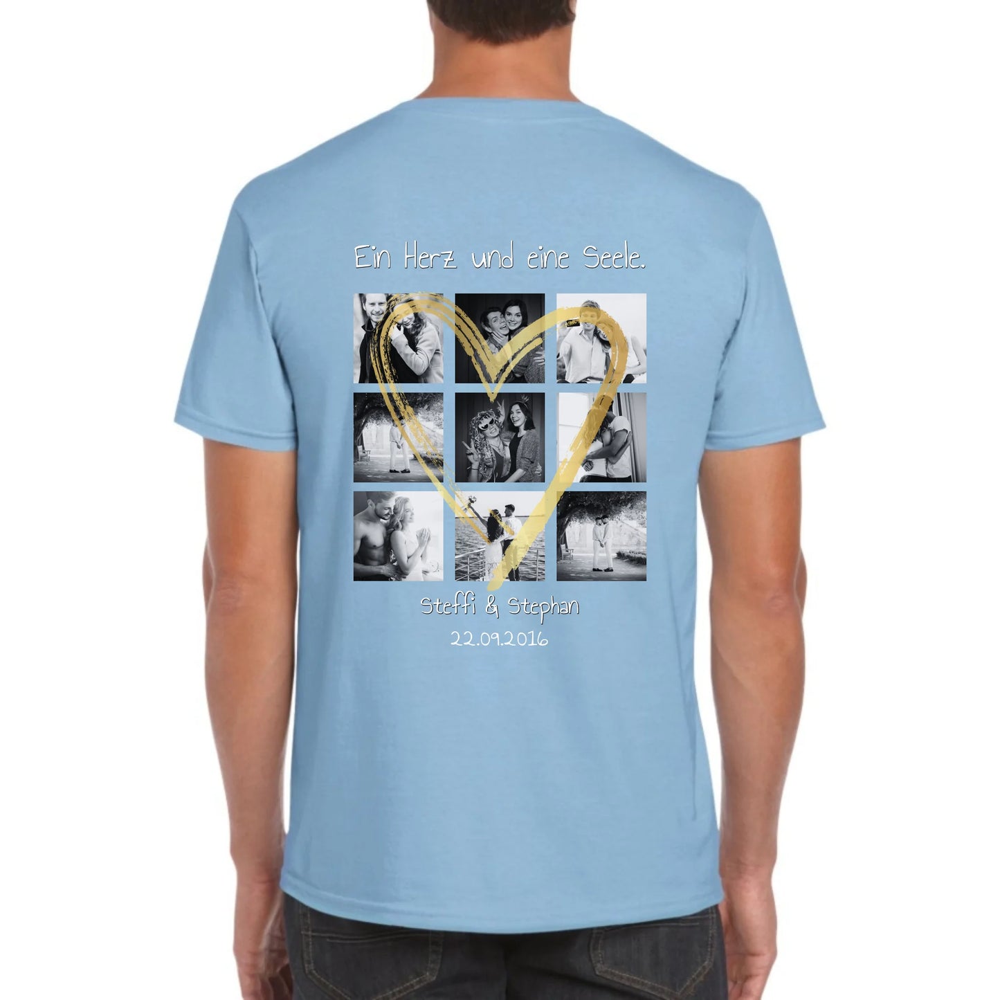 Foto Collage mit 9 Fotos und Text - individuelles T-Shirt