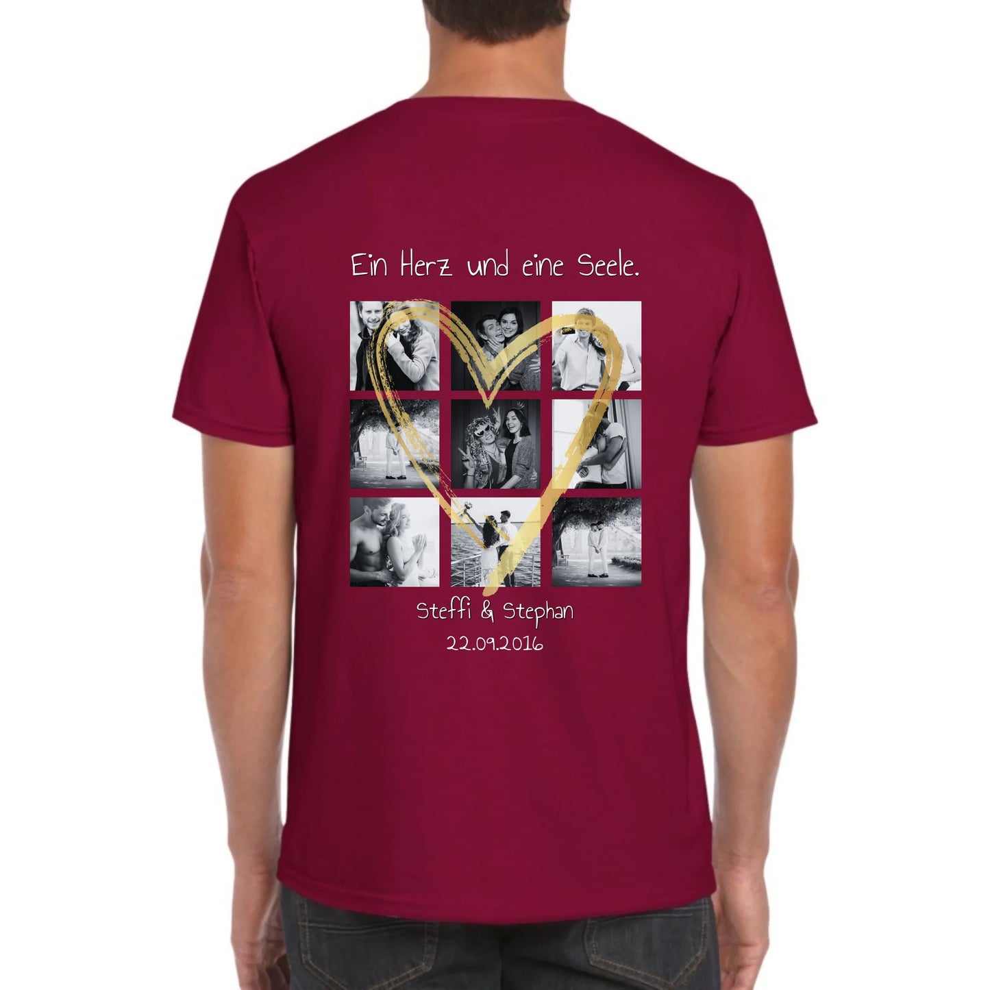 Foto Collage mit 9 Fotos und Text - individuelles T-Shirt