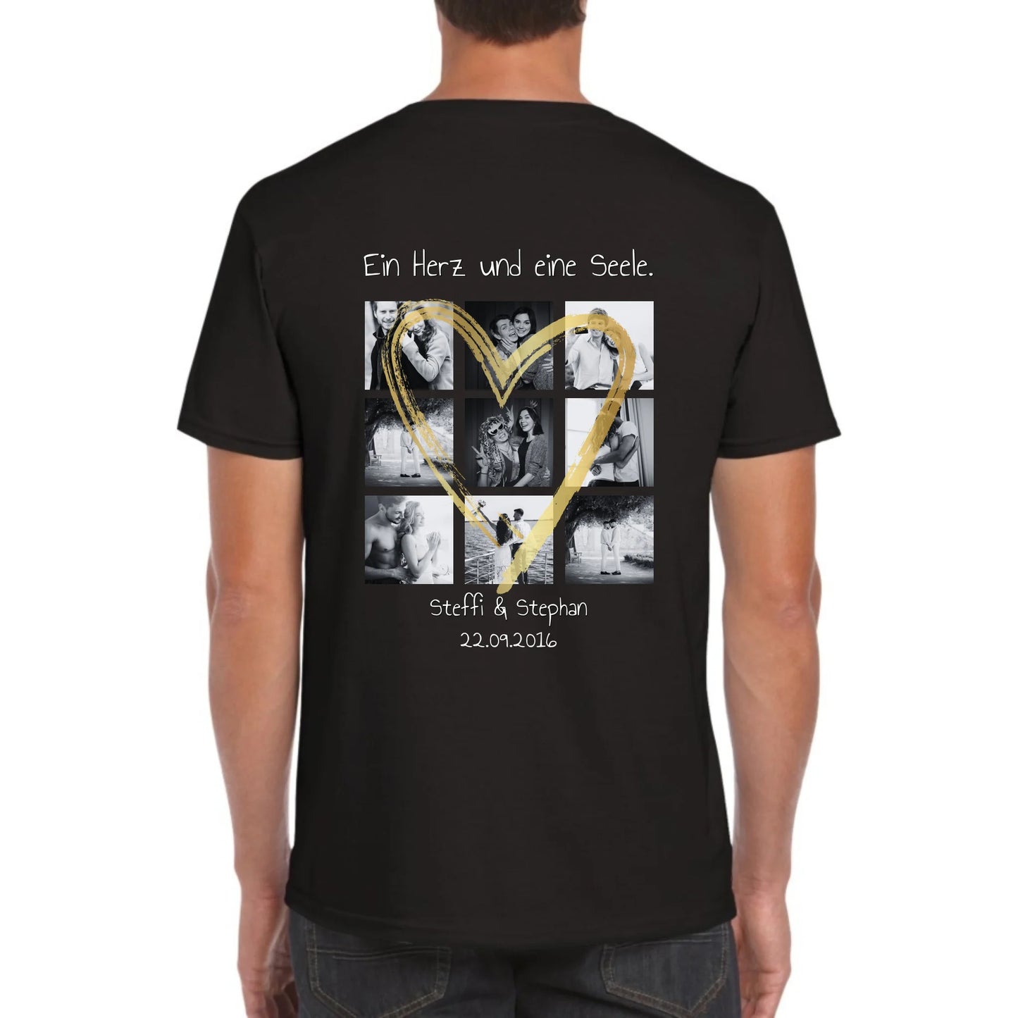 Foto Collage mit 9 Fotos und Text - individuelles T-Shirt