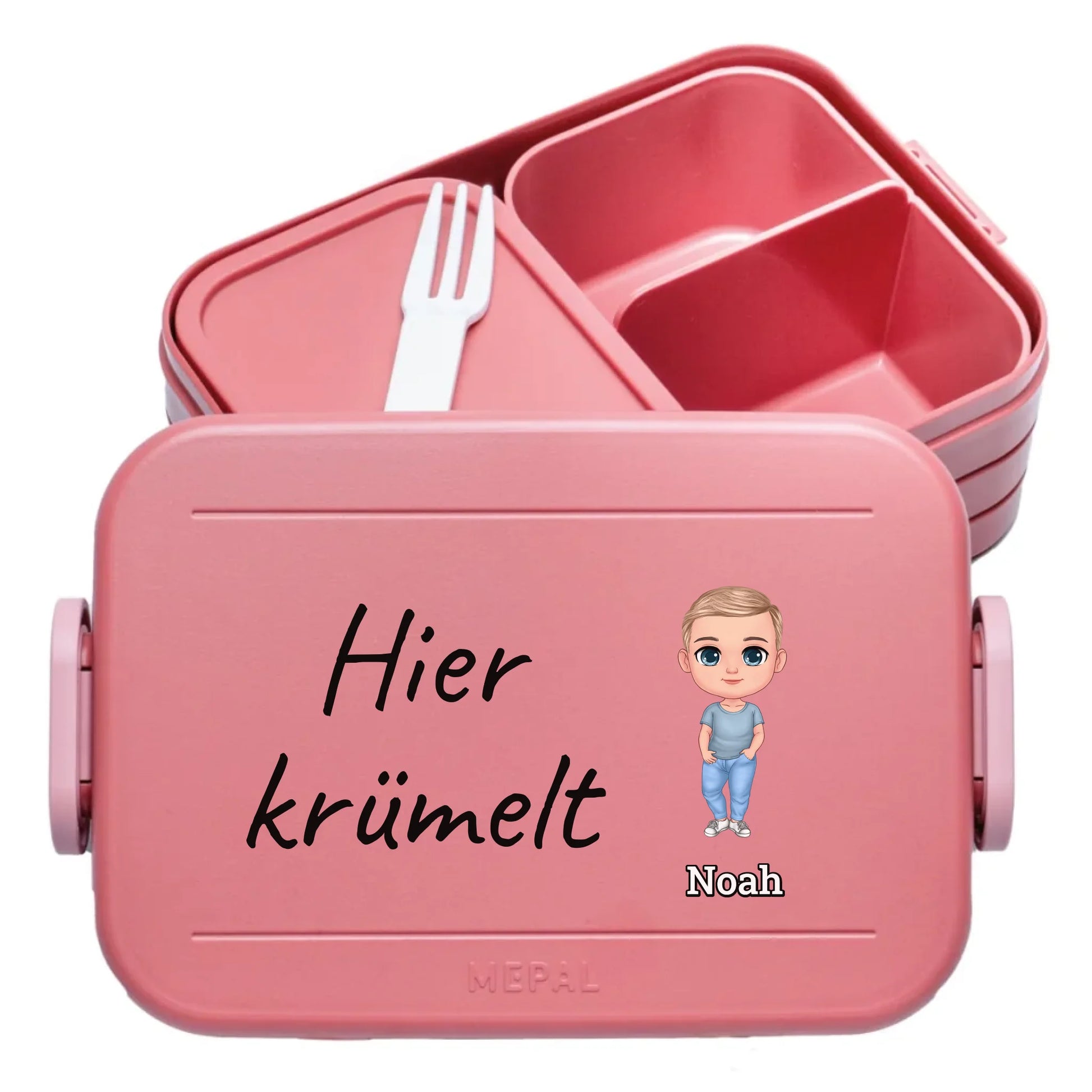 rosa Mepal Brotdose selber gestalten mit Bild und Text