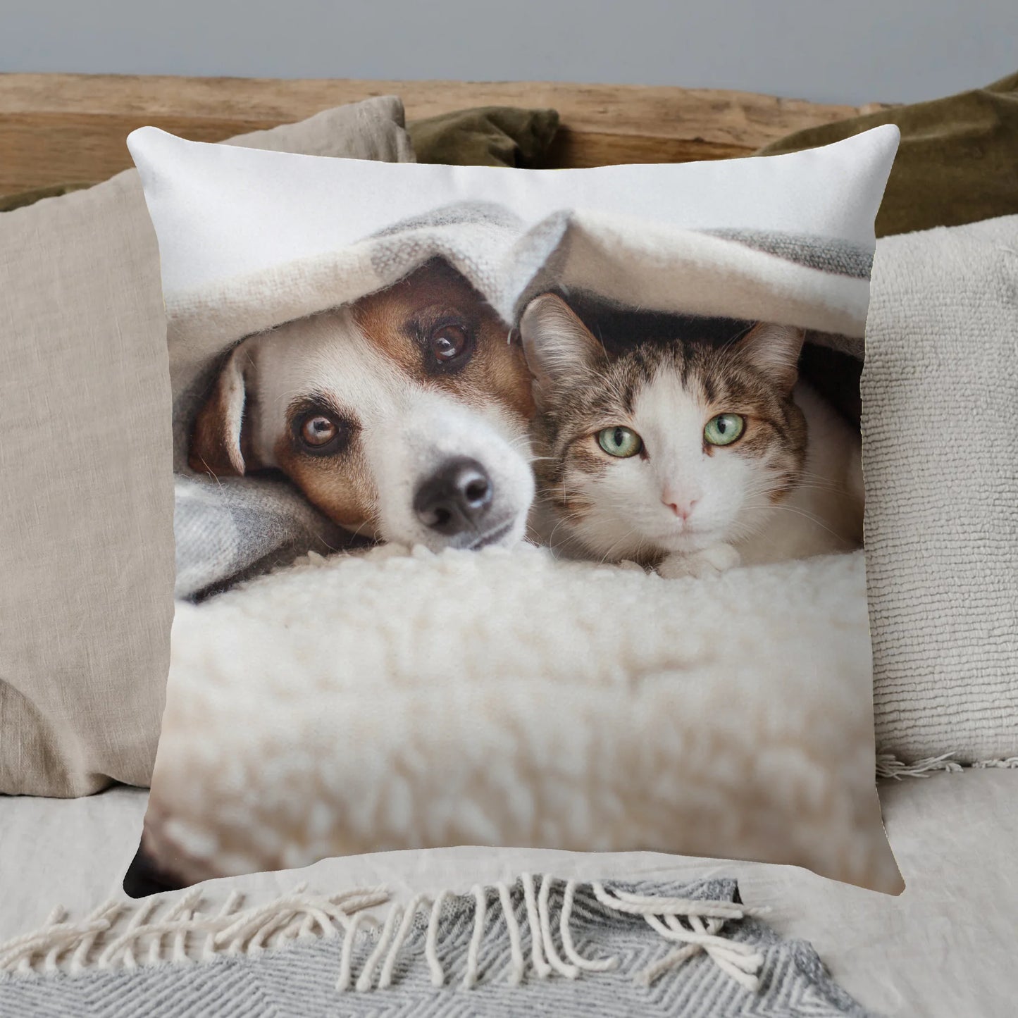 Katzenkissen "Drück mich" - individuelles Premium Fotokissen